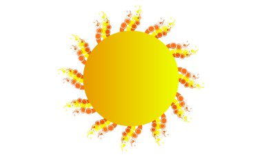 Beyaz bir arka plan üzerinde gösterilen güneş