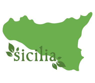 Sicilya harita üzerinde beyaz bir arka plan