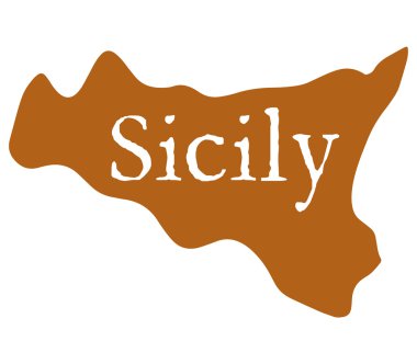 Sicilya harita üzerinde beyaz bir arka plan