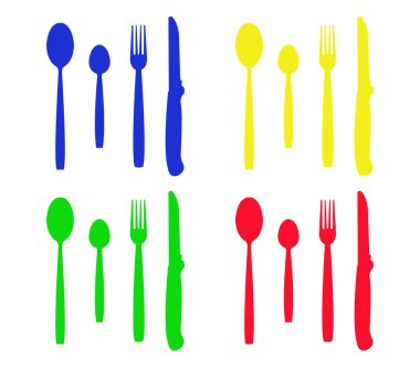 beyaz zemin üzerine çatal bıçak takımı