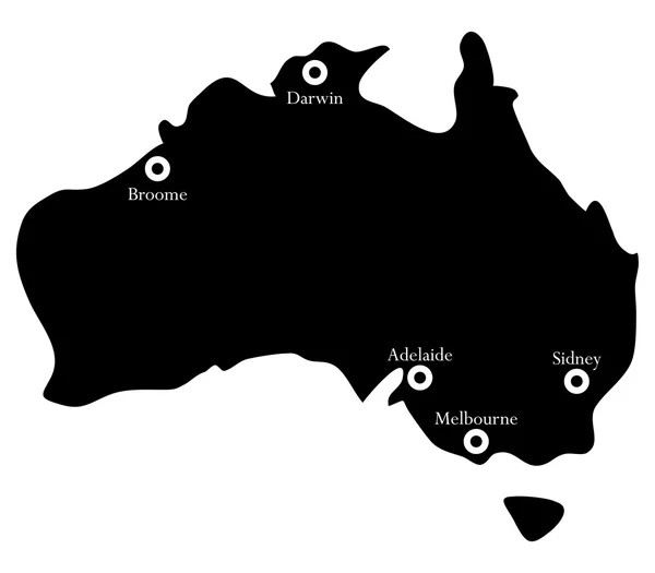 白色背景的澳大利亚地图 — 图库照片