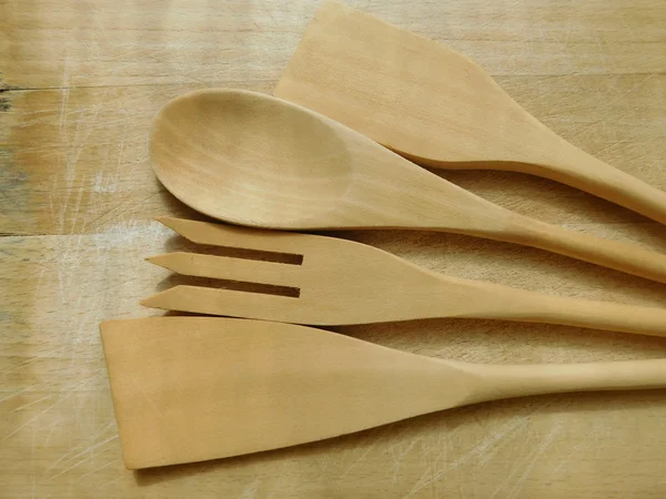 Wooden cutlery in the kitchen — Stock Photo, Image