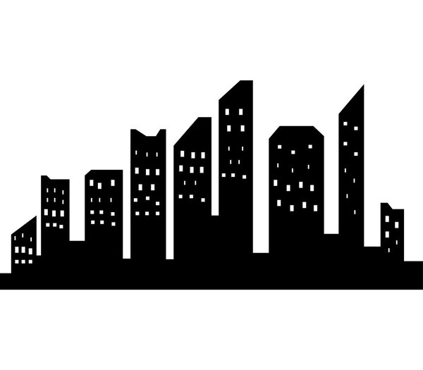 silhouette of cities and skyscrapers