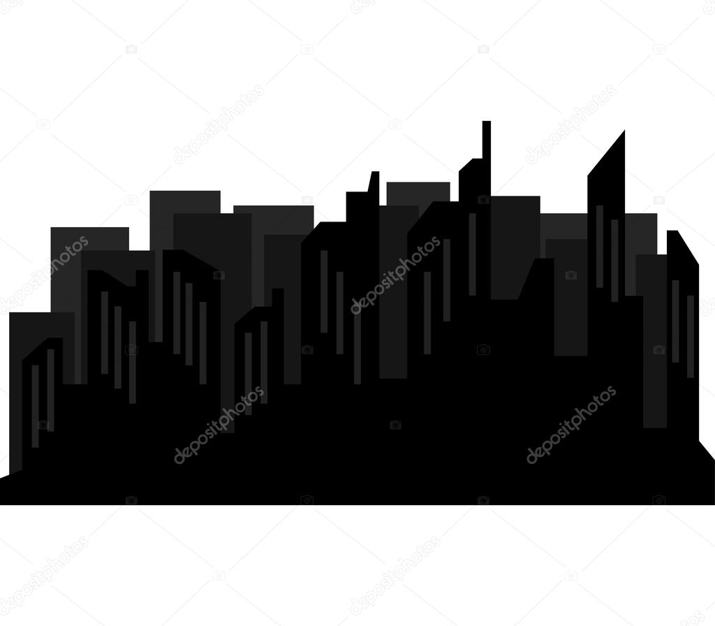 silhouette of cities and skyscrapers