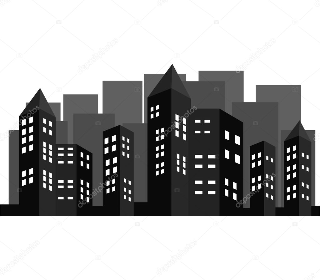 silhouette of cities and skyscrapers