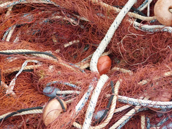 Fishing nets on boat in sea Royalty Free Stock Photos