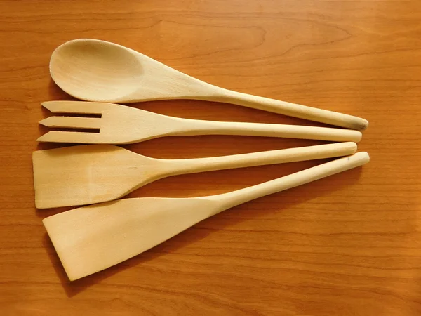 Wooden cutlery in the kitchen — Stock Photo, Image