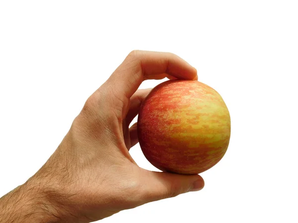 Μήλο με το χέρι, σε λευκό φόντο — Φωτογραφία Αρχείου