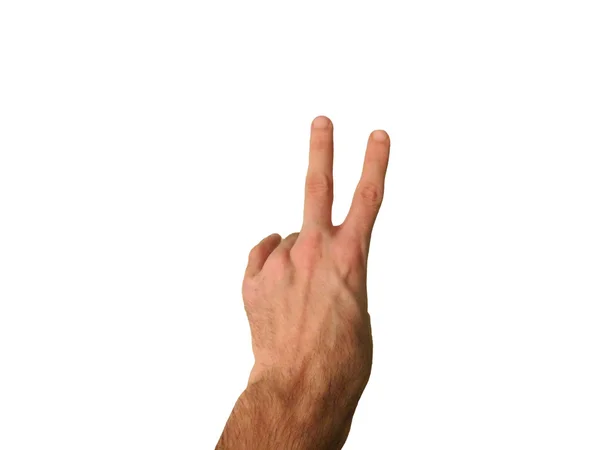 Hand with symbol on white background — Stock Photo, Image