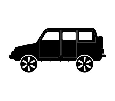 Beyaz arka plan üzerinde simge jeep