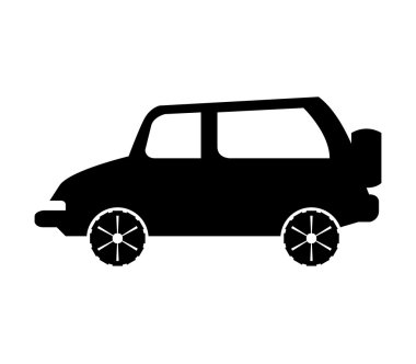 Beyaz arka plan üzerinde simge jeep