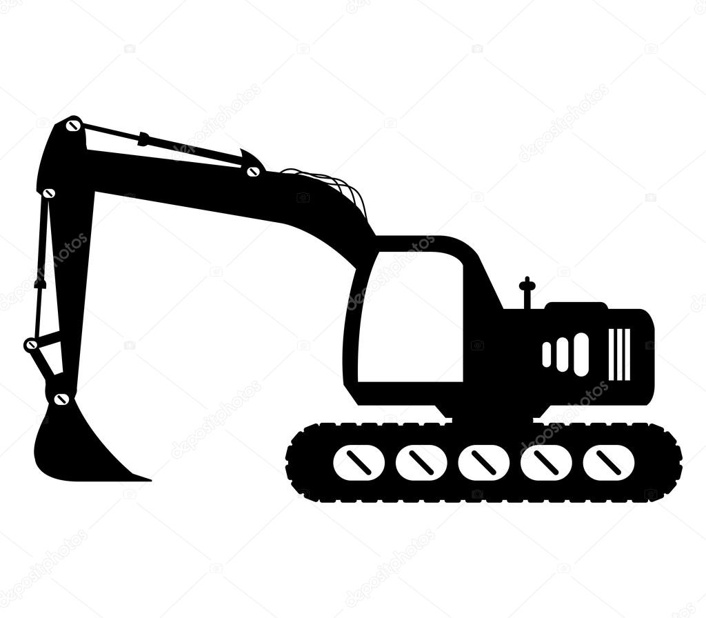 excavator shown on a white background