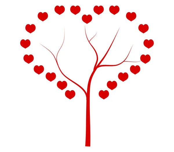 Valentine hearts and tree on white background — Stock Photo, Image