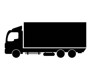 Beyaz bir arka plan üzerinde kamyon ikonu