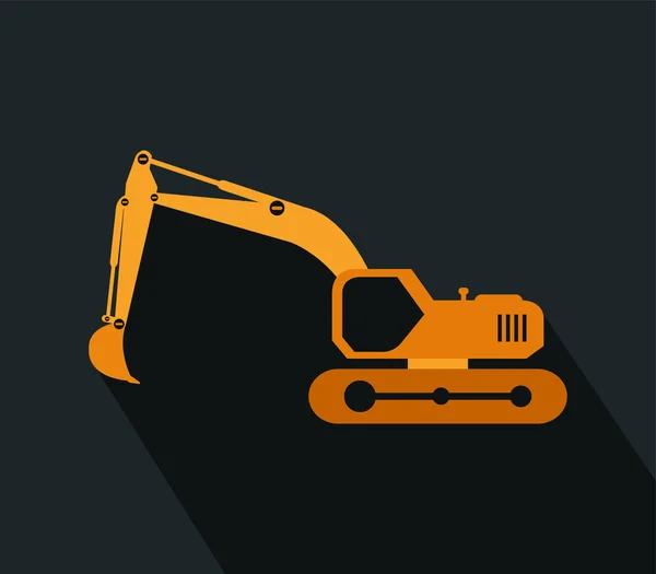 Ikonen grävmaskin illustreras i platt design — Stockfoto