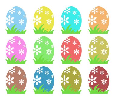 renkli Paskalya yumurta ve resimli