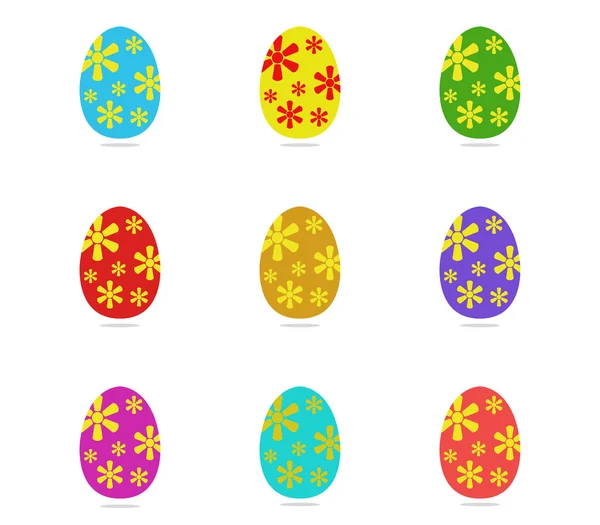 Kolorowe wielkanocne jajka i ilustrowane — Zdjęcie stockowe