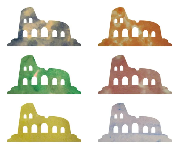 Coliseum illustrato e colorato ad acquerello — Foto Stock