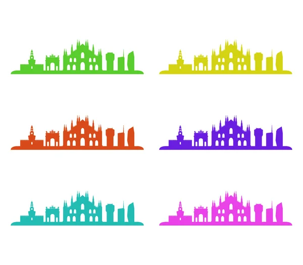 Milan ilustrowane i kolorowy panoramę — Zdjęcie stockowe