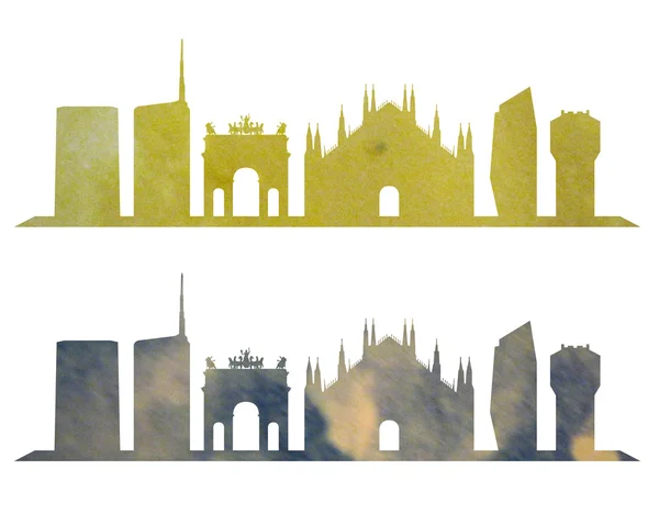Milano skyline illustrated in watercolor — Stock Photo, Image