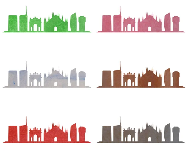 Milano skyline illustrated in watercolor — стоковое фото