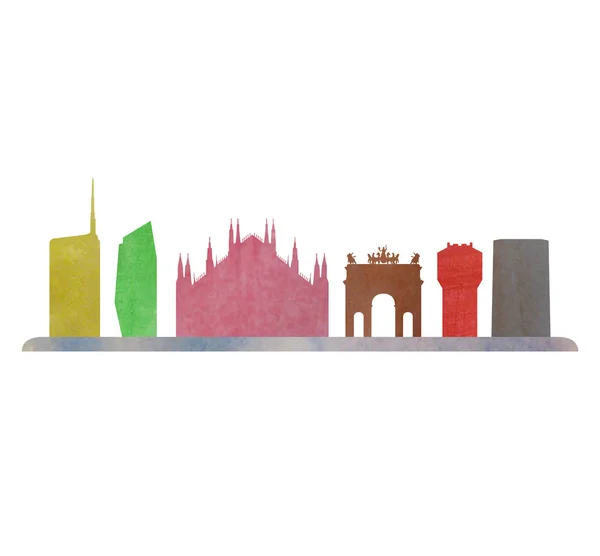 Milano skyline in aquarell dargestellt — Stockfoto