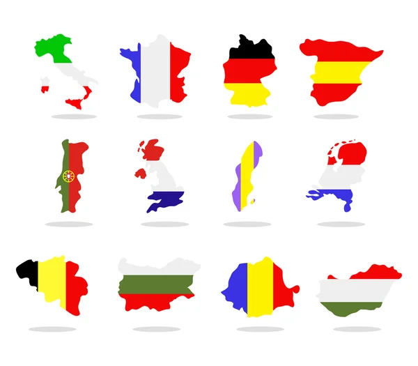 Mapas europeos sobre fondo blanco —  Fotos de Stock