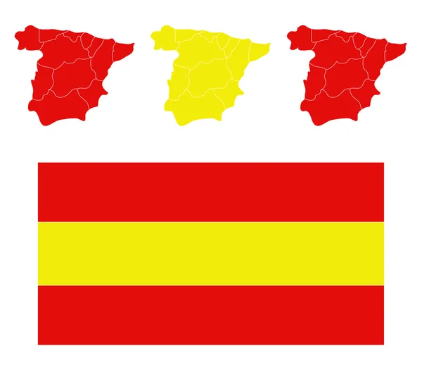 España mapa con regiones ilustradas y coloreadas —  Fotos de Stock