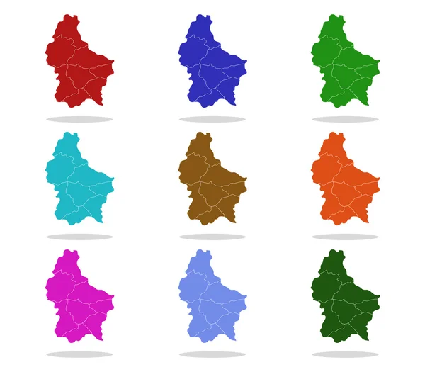 Mapa luxemburguês com regiões sobre fundo branco — Fotografia de Stock