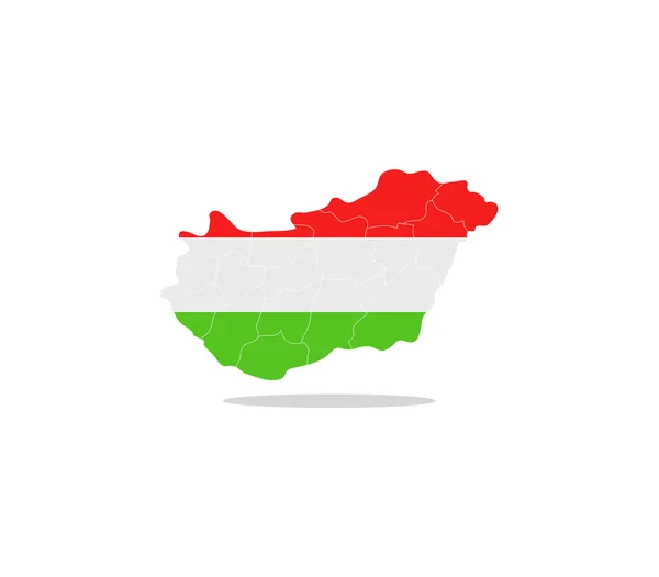 Ungarische Landkarte mit Regionen auf weißem Hintergrund — Stockfoto