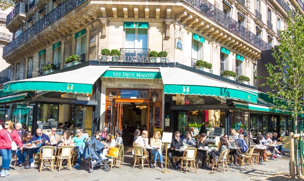 The famous parisian cafe Les Deux Magots, Paris, France. – Stock ...