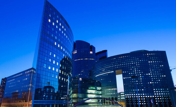 Puteaux city, France-June 23, 2016 : The business district La Defense is Europe largest purpose built business district with 72 steel and glass buildings of which 18 are completed skyscrapers.