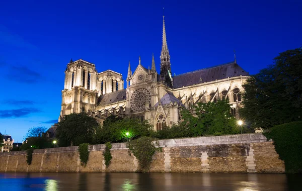La Cathédrale Notre Dame la nuit, Paris, France . — Photo