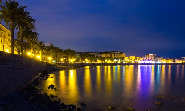 The Ajaccio bay at night, Corsica island, France. — Stock Photo, Image