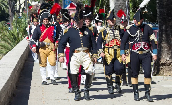 A reenactors öltözött napóleoni katona, Ajaccio, Corsica — Stock Fotó