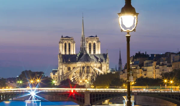 Katedra Notre Dame w nocy, Paryż. — Zdjęcie stockowe
