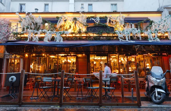 Париж Франція Жовтня 2020 Кафе Сансер Дощовий Ранок Традиційне Французьке — стокове фото