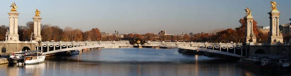 Vista Panorámica Del Famoso Puente Alexandre Iii Día Soleado París —  Fotos de Stock