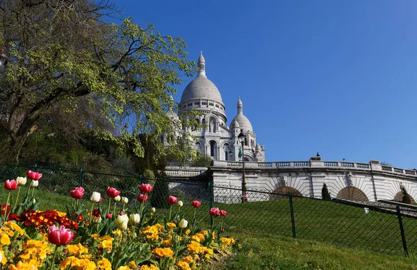 Bazilika Sacre Coeur Římskokatolický Kostel Nachází Summitu Butte Montmartre Nejvyšší — Stock fotografie