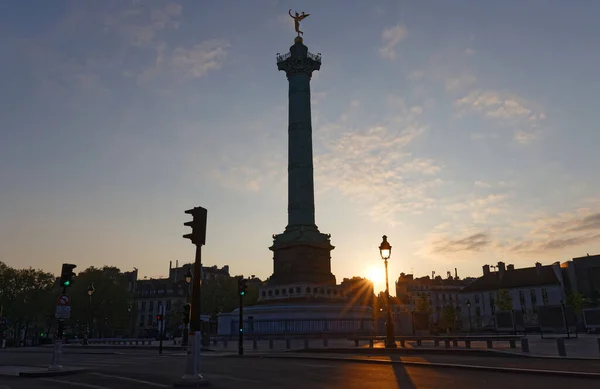 Famosa Columna Julio Plaza Bastilla Amanecer París Francia —  Fotos de Stock
