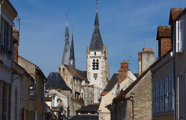 Igreja Principal Dourdan Está Localizada Frente Castelo Construção Começou Século — Fotografia de Stock