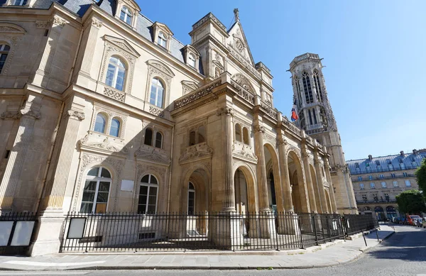 Ratusz Dzielnicy Paryża Jest Uderzającym Eklektycznym Budynkiem Którym Neorenesansowy Francuski — Zdjęcie stockowe