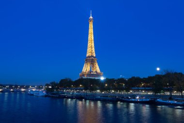 Eyfel Kulesi, gece, Paris, Fransa.