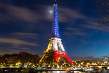 Eyfel Kulesi, gece, Paris, Fransa.