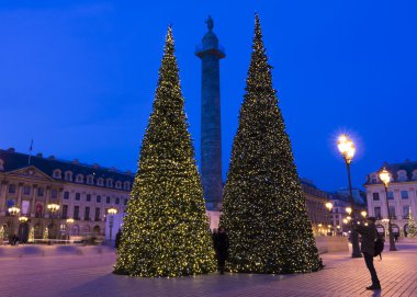 The place Vendome decorated for Christmas, Paris, france.