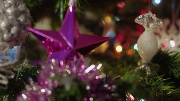 Kerstversiering, star en snoep — Stockvideo