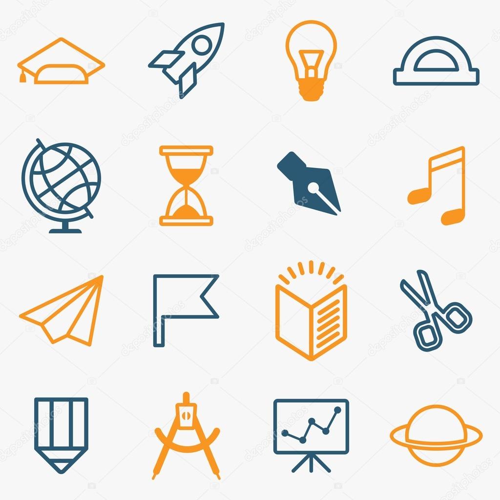 set lines education icons