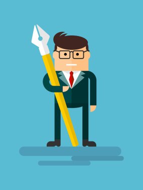businessman copywriter with pen