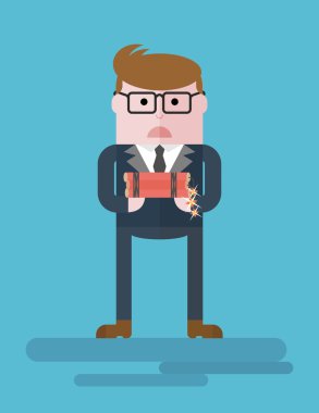 businessman holding dynamite
