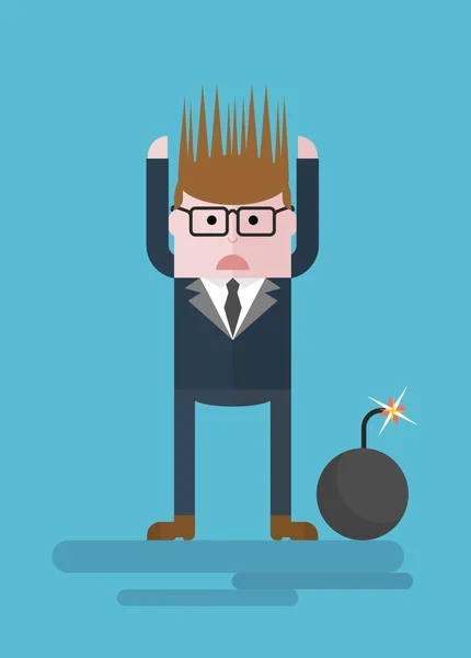 Businessman with bomb — Stockvector